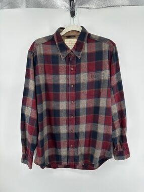 Weatherproof VTG Cabincore Workcore HeritageBurgundy/Navy Plaid FlannelShirt SzM